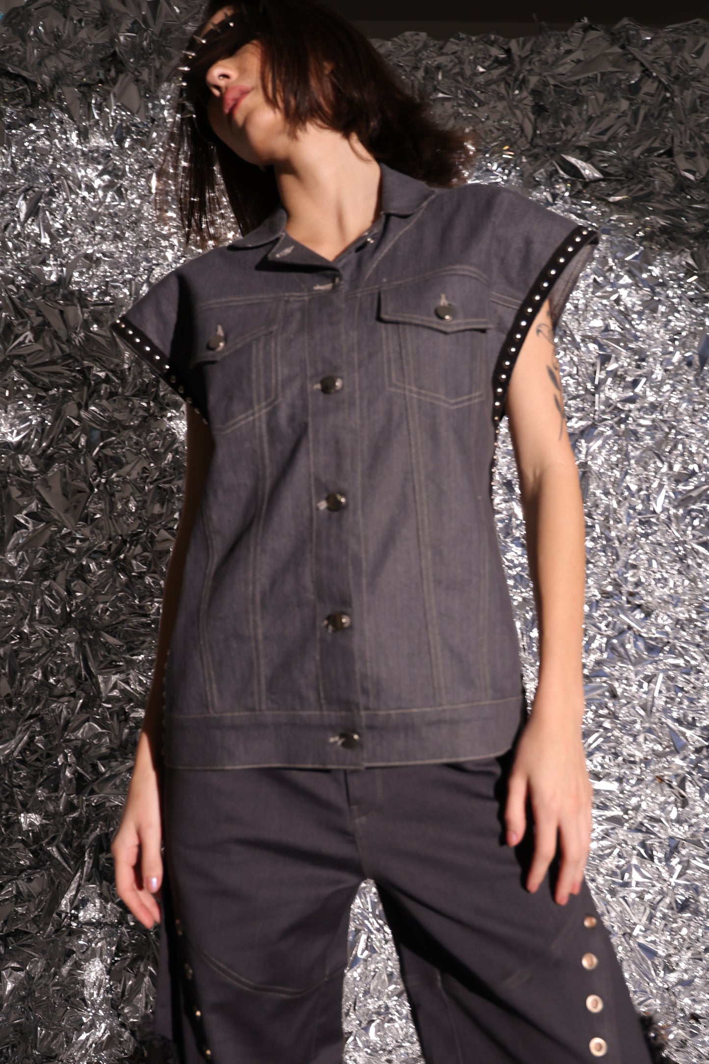 Silver Lined Vest Shaket