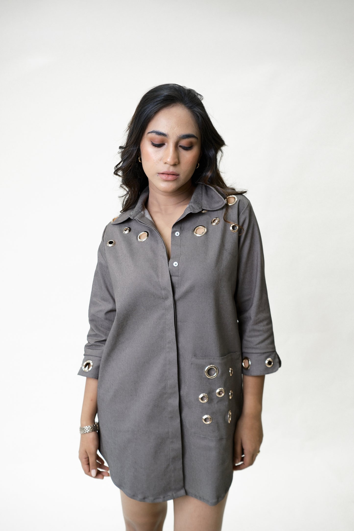 Eyelet Detail Shirt Dress
