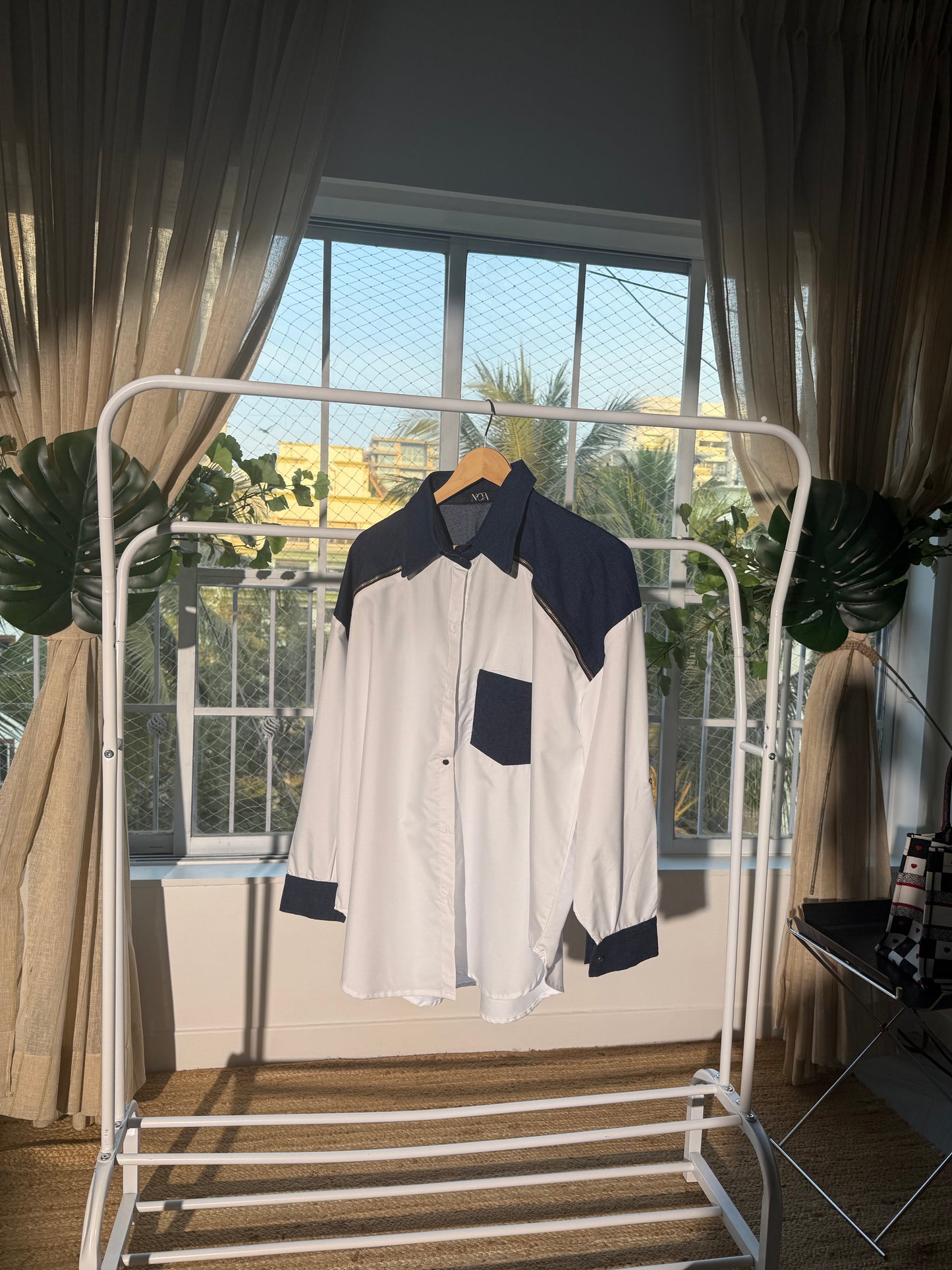 Dual Tone shirt in Dark Blue Denim by Noa Made with love