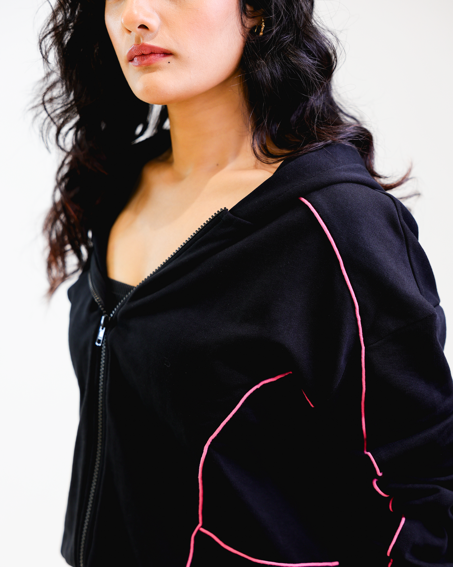Pink edge zipper Hoodie by Noa- Made with Love
