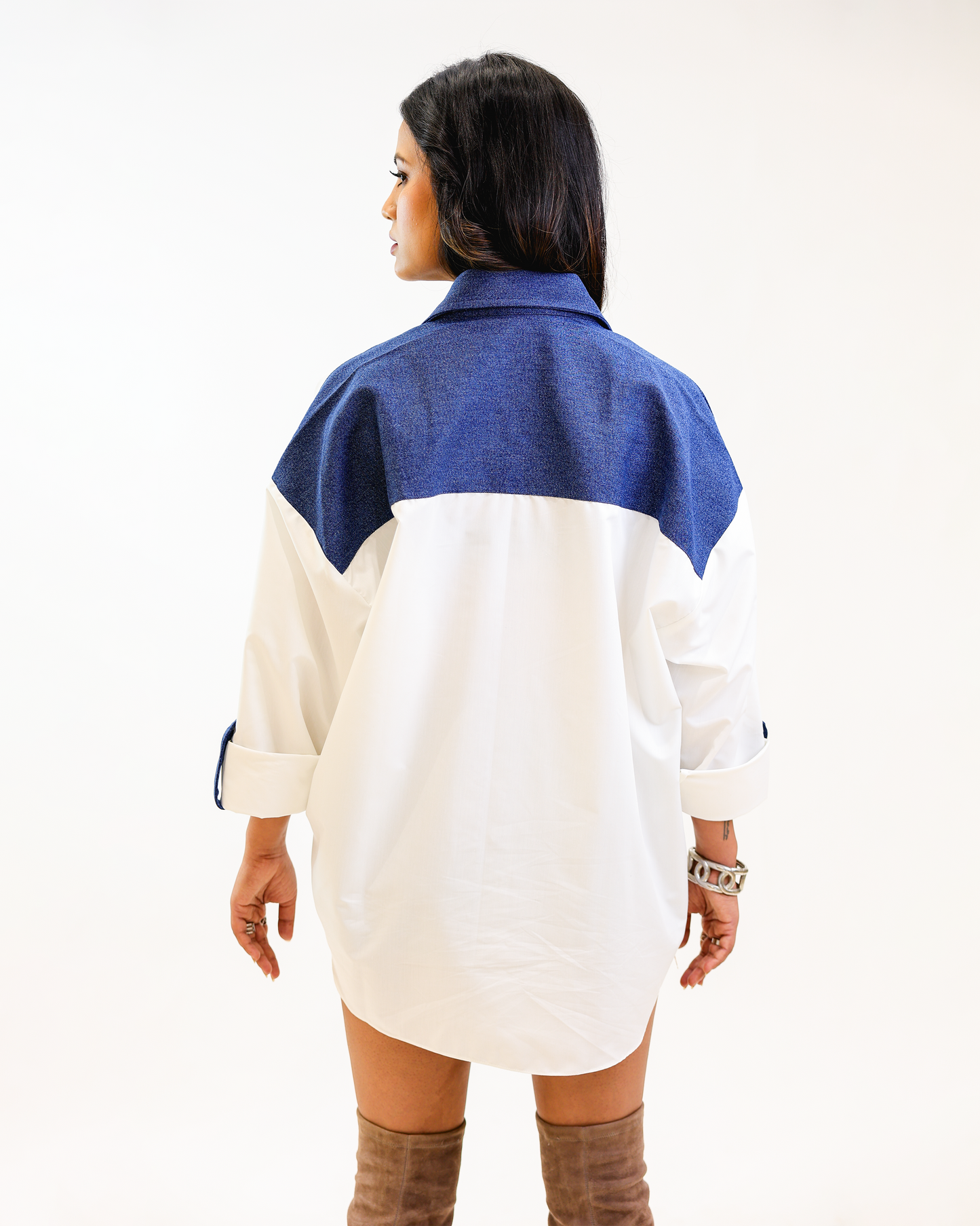 Two Tone charm oversized shirt back view by Noa- Made with love