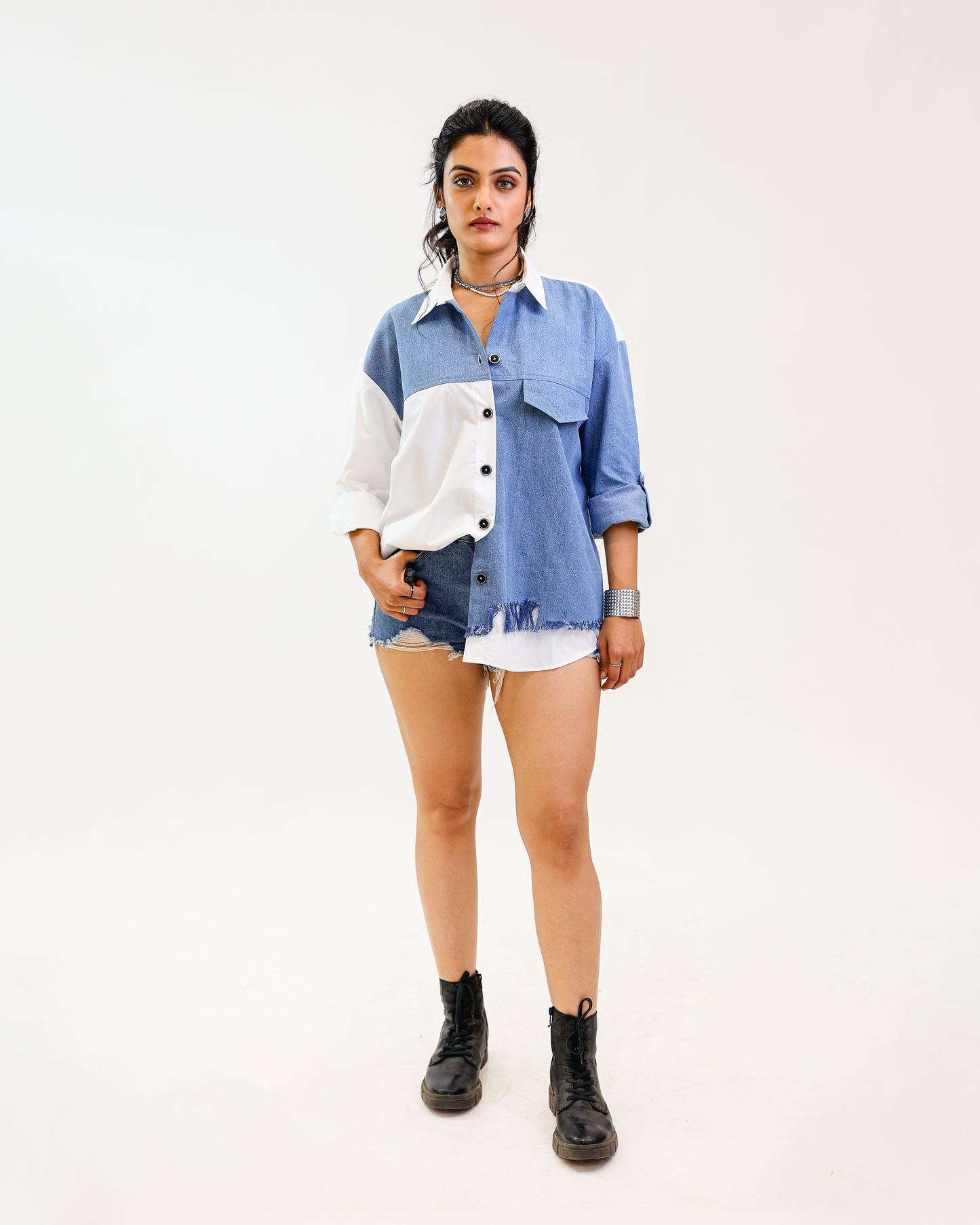 Two Tone charm oversized straight back view by Noa- Made with love