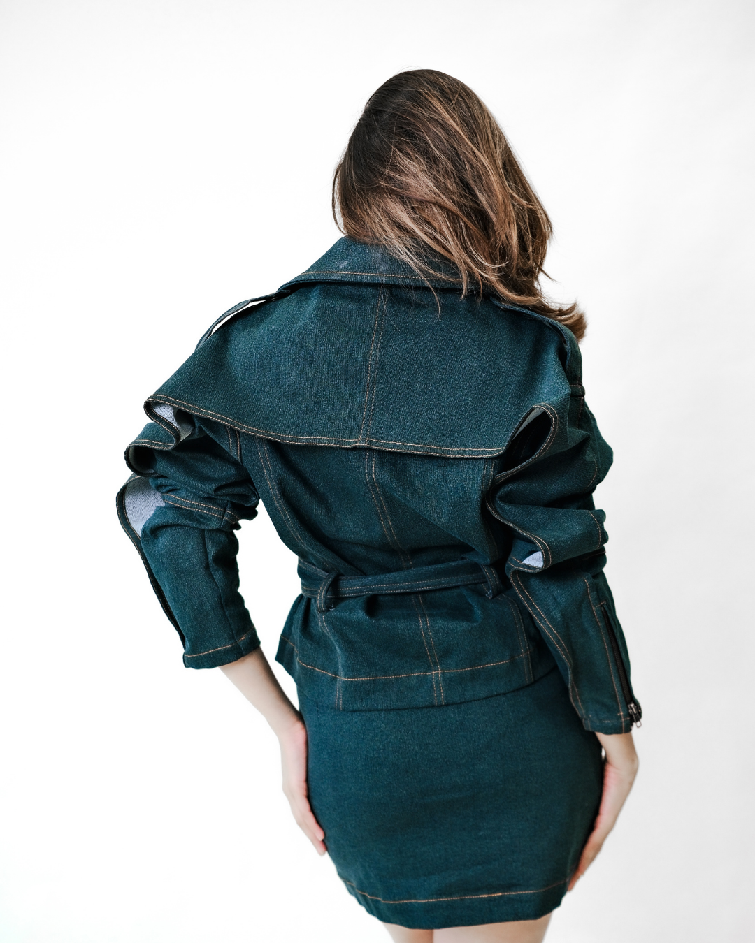 Dark Wash Belted Denim Dress