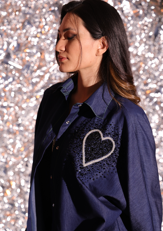 Heart Accent Co-ord set by noa- made with love Close-up of embroidery