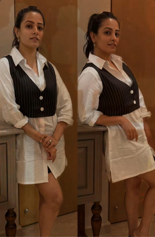 Shirt Dress with Striped Edge