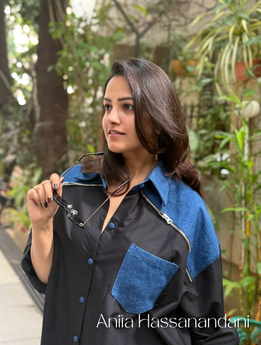 Reddy in the Midnight Denim shirt by Noa - Made with love