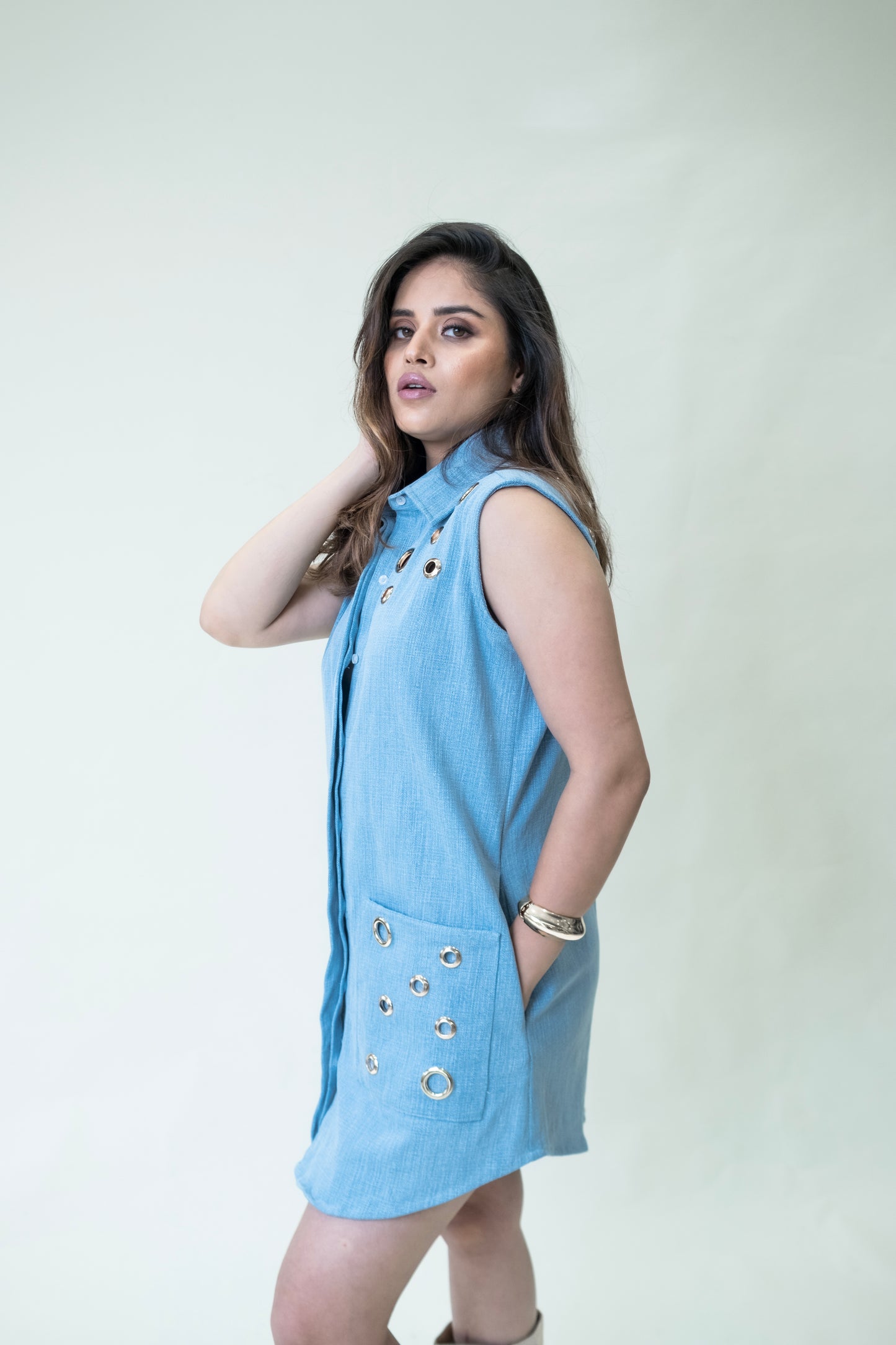 Eyelet Detail Shirt Dress