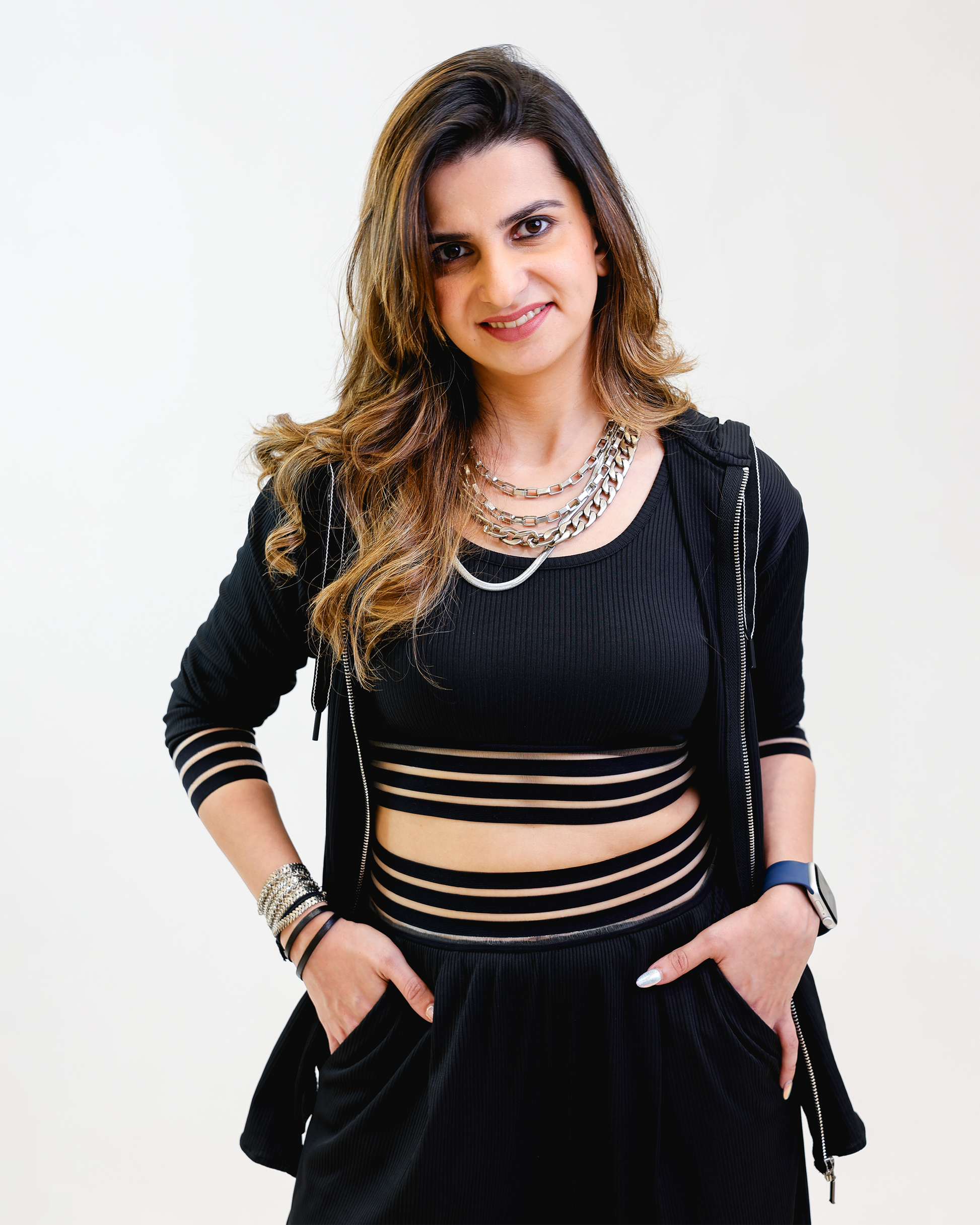 Founder, Neha Jaisingh in the Black Trio cord set by Noa- Made with Love