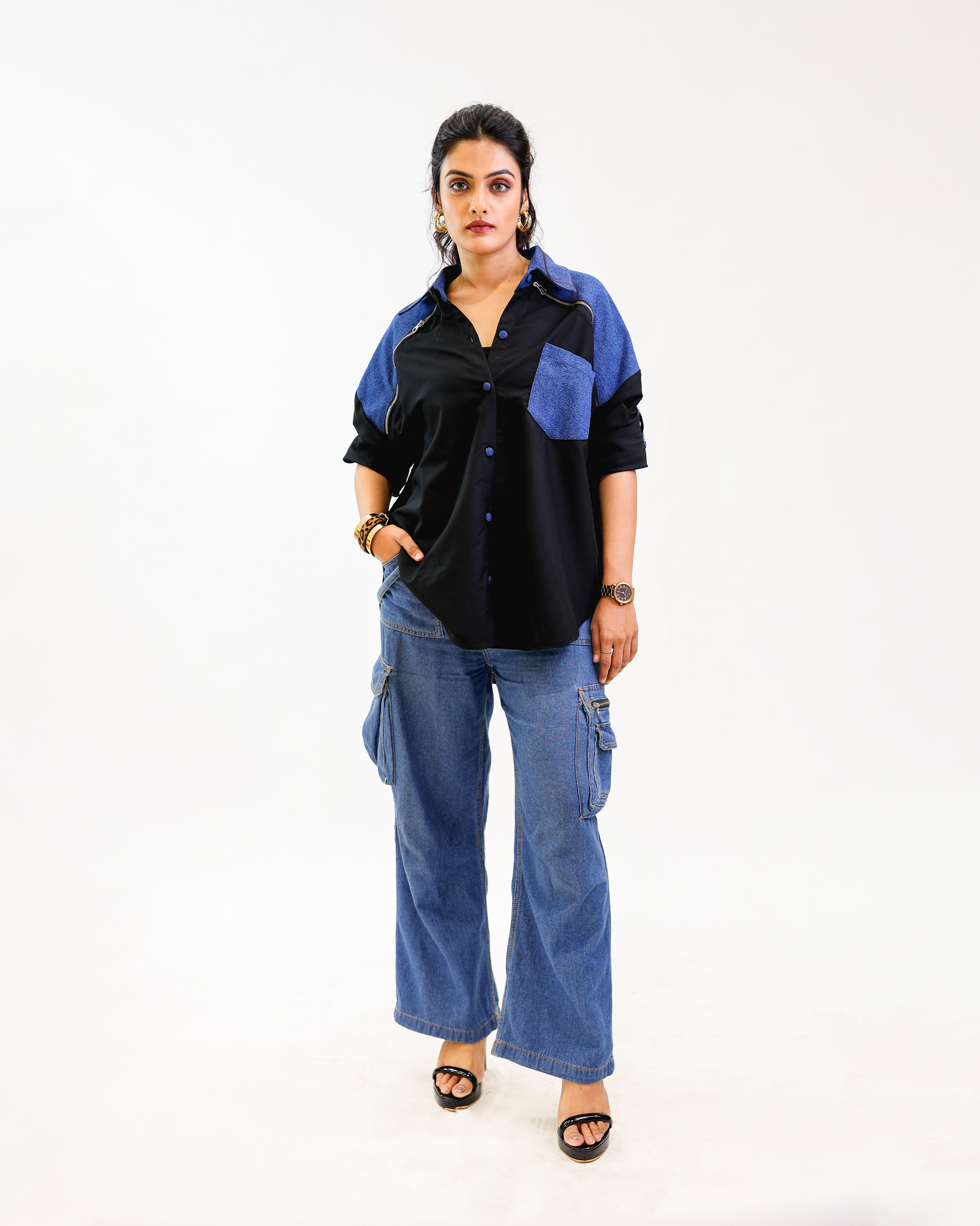 Midnight Denim zipper detail shirt by Noa- Made with love