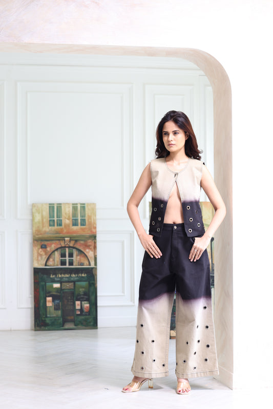 Eyelet Washed Denim Set