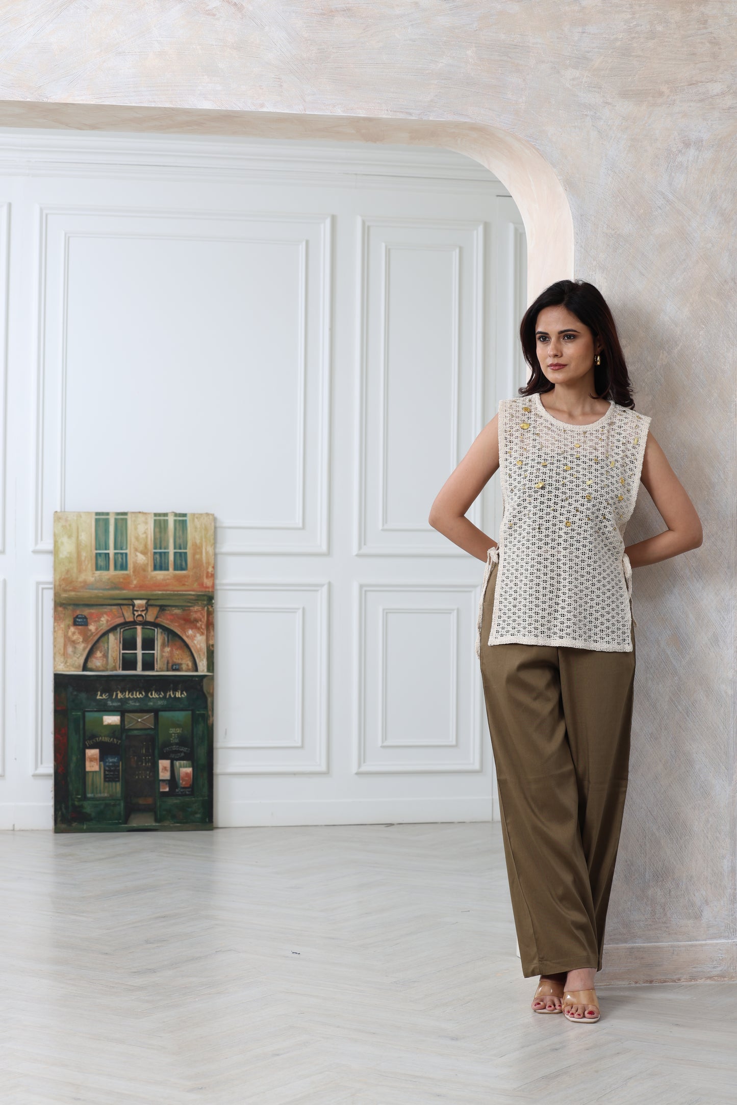Golden Mosaic Crochet Top