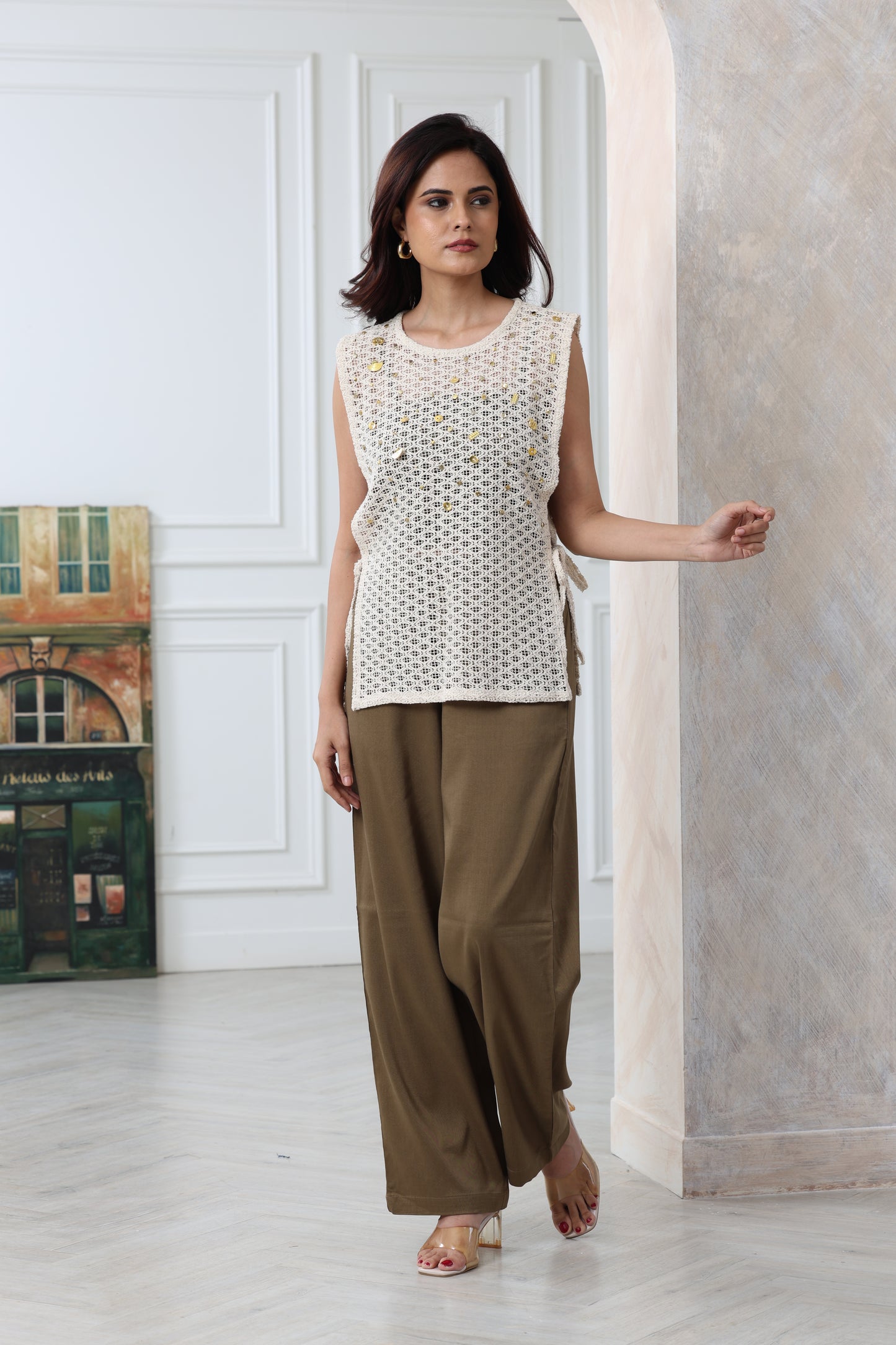 Golden Mosaic Crochet Top