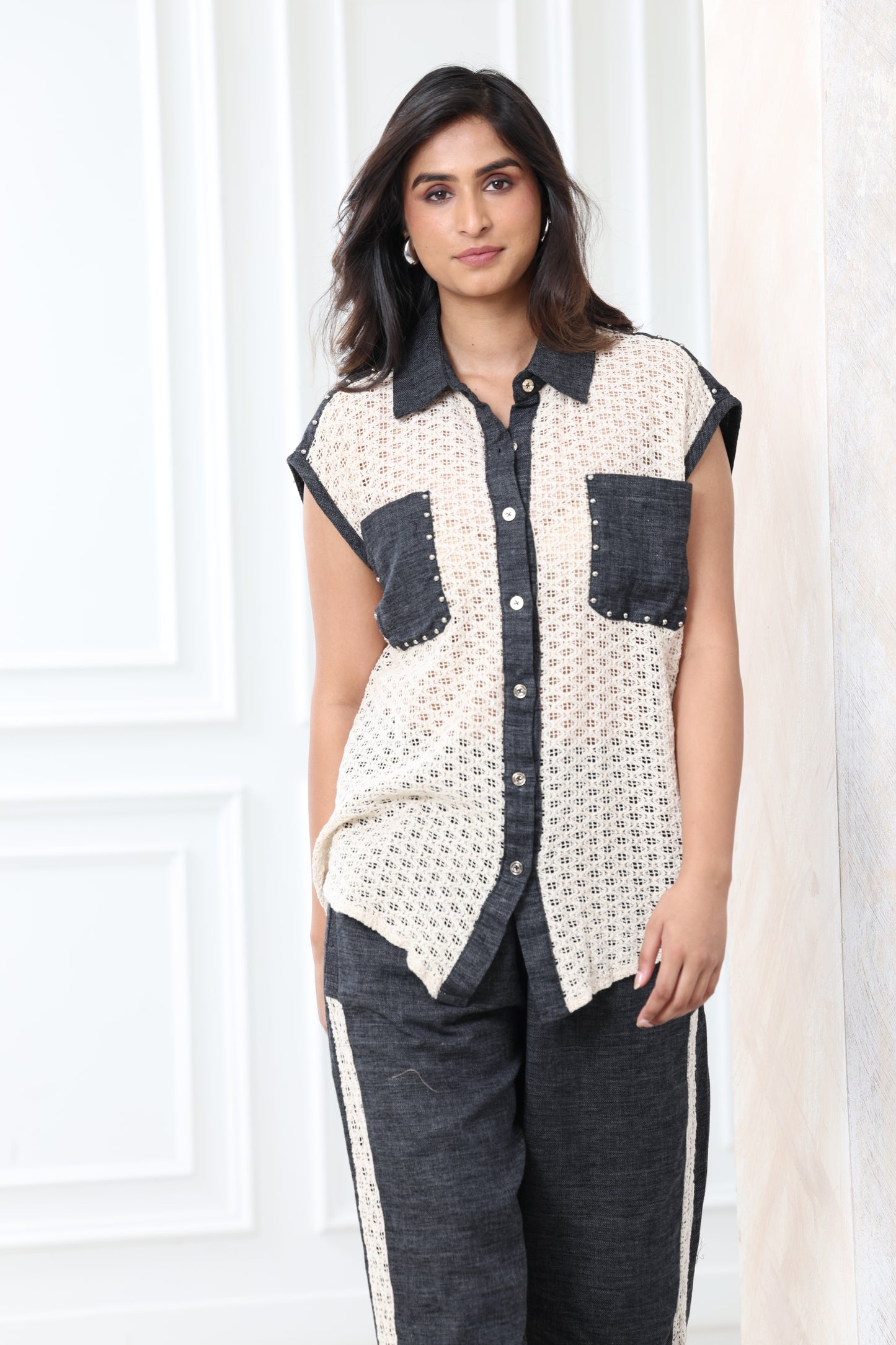 Monochrome Crochet Jacquard Coord set