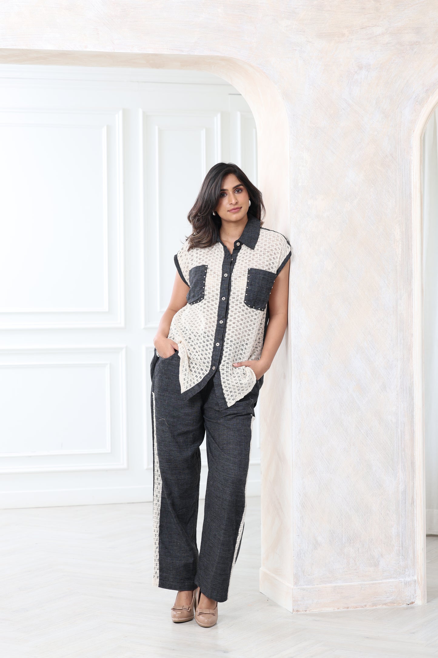 Monochrome Crochet Jacquard Coord set