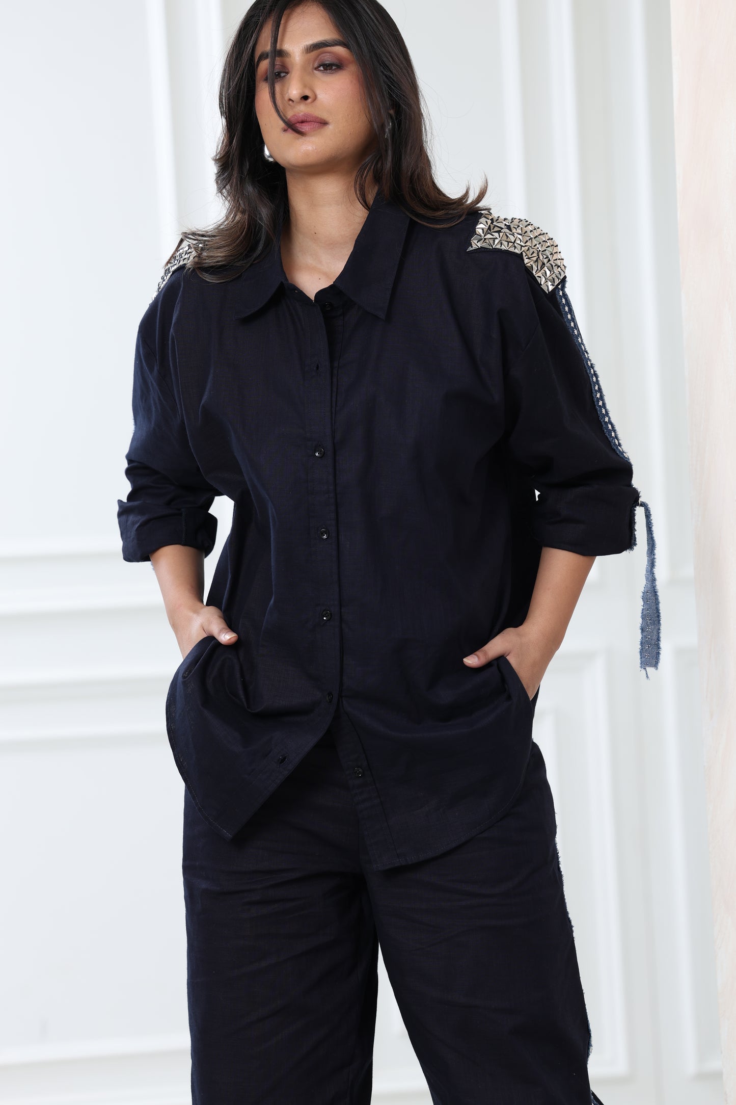 Navy Blue Linen coord set