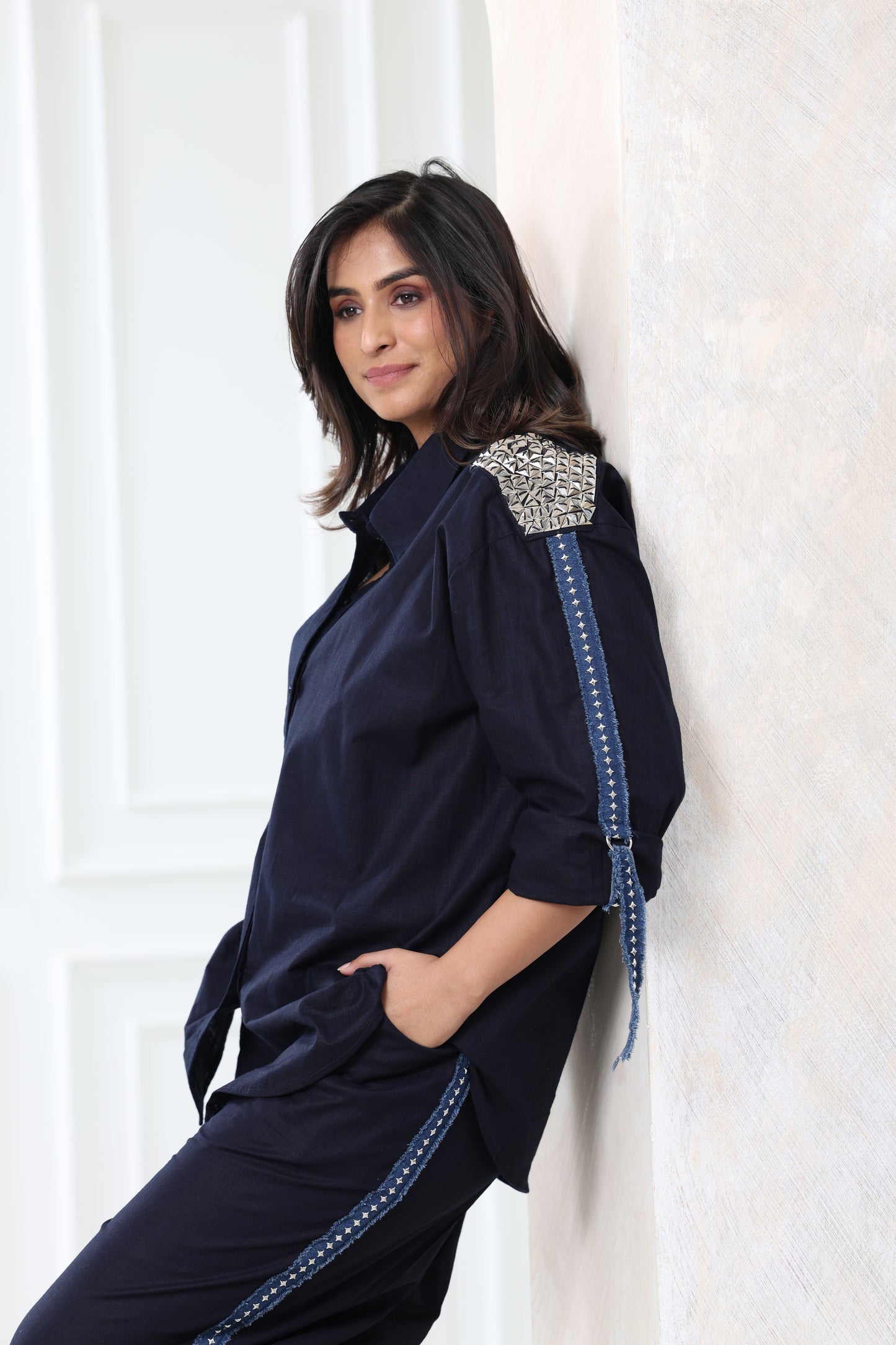 Navy Blue Linen coord set