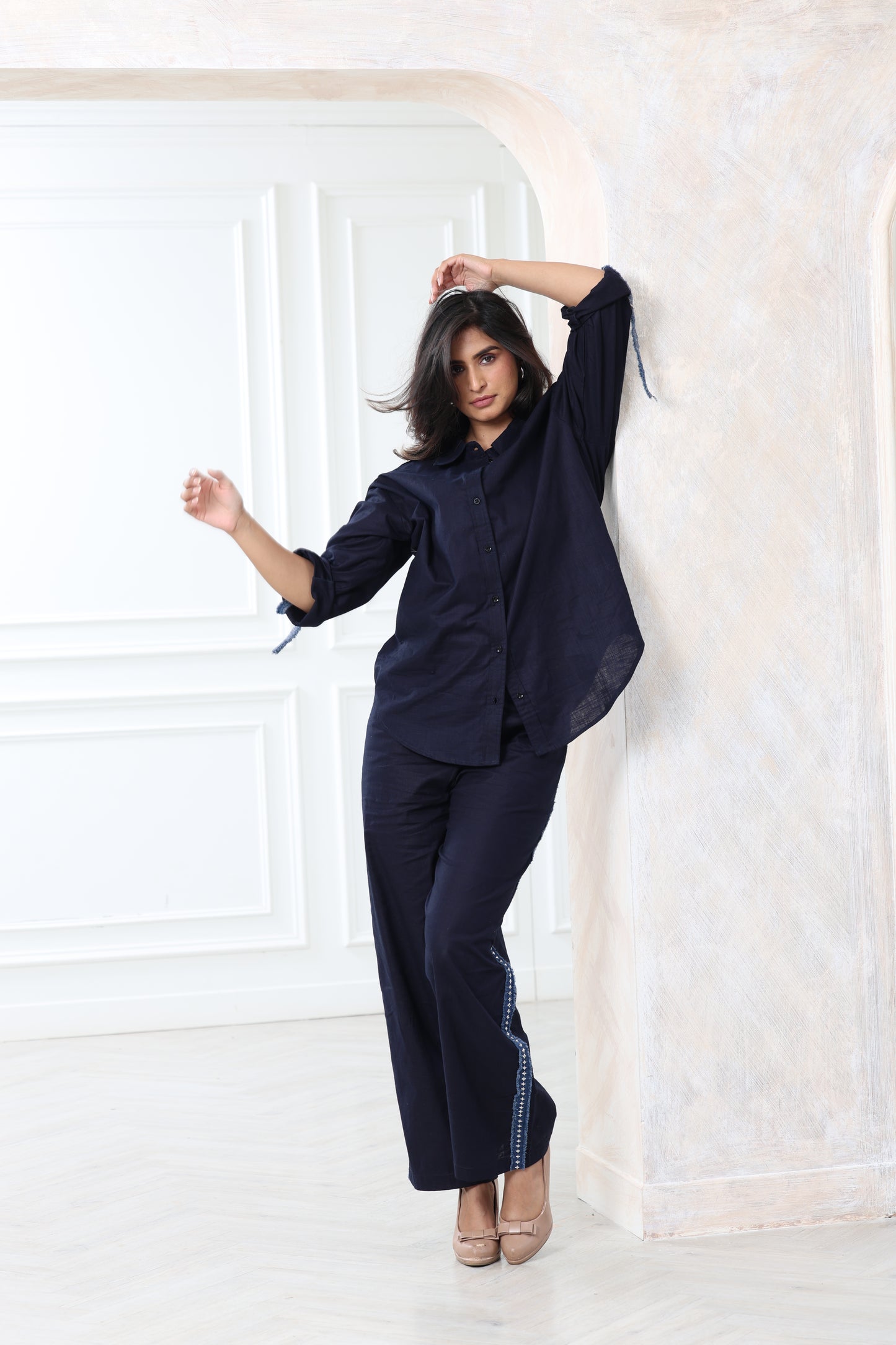 Navy Blue Linen coord set