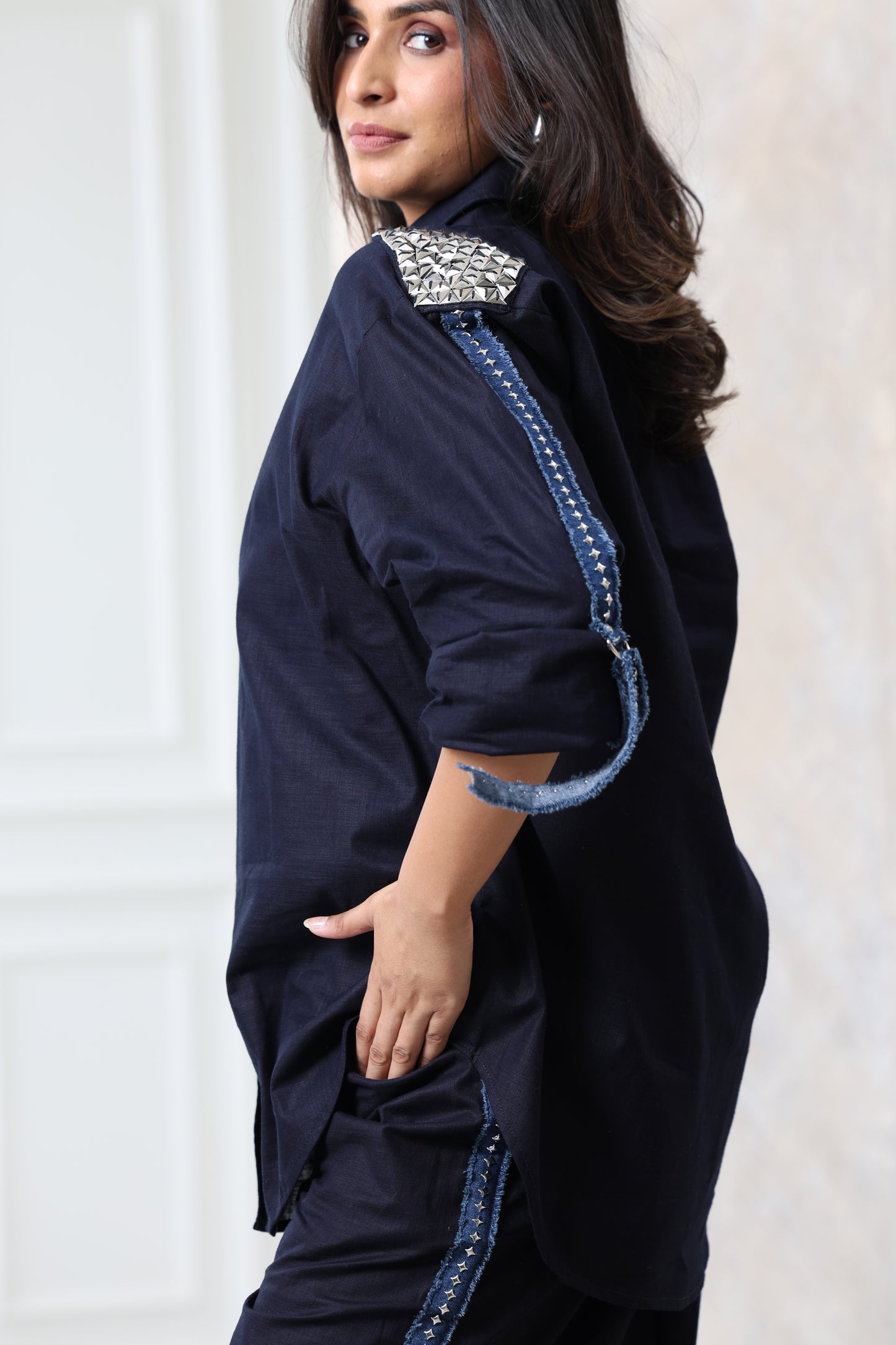 Navy Blue Linen coord set
