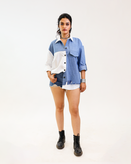 Two Tone charm oversized straight back view by Noa- Made with love
